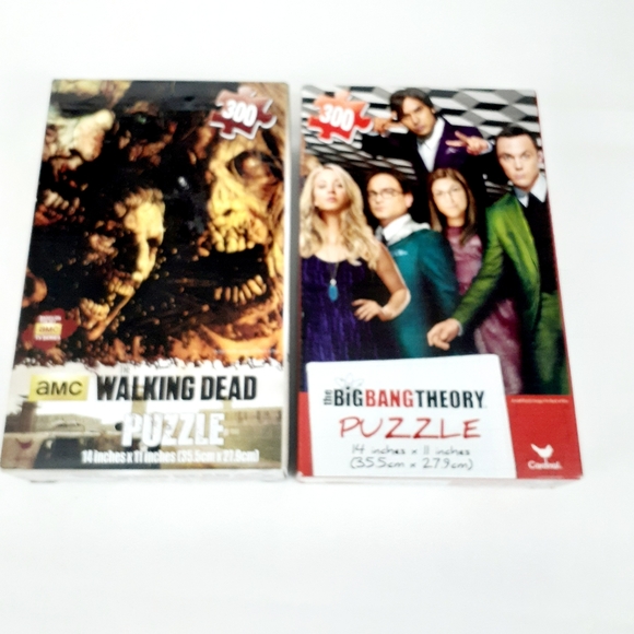 Set of 2 Puzzles "Walking Dead & The Big Bang Theory 300 Pieces Each 14" × 11" - Picture 1 of 8